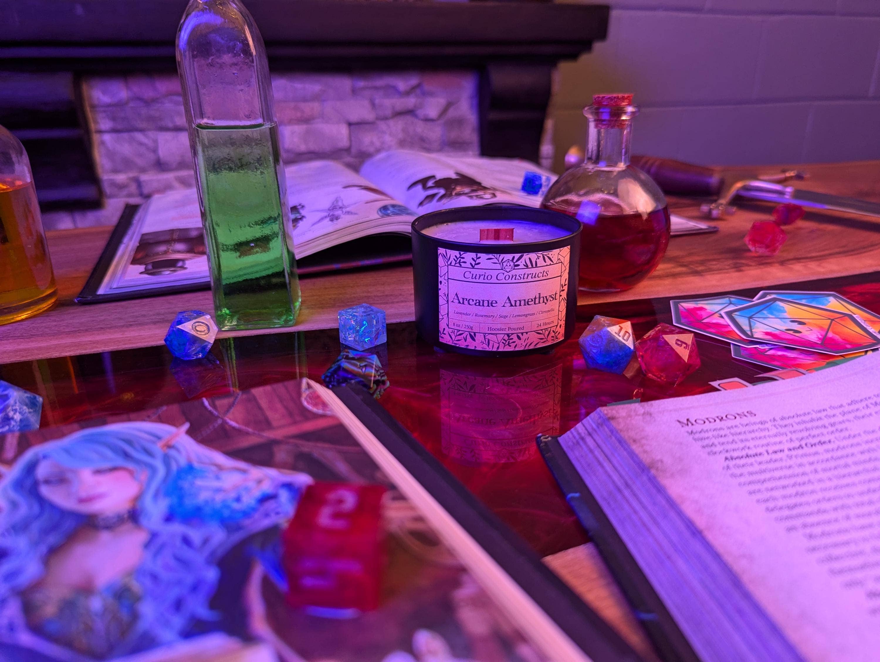 Curio Constructs - Wholesale Jar/Filled Candle - Arcane Amethyst | Fantasy Soy Wax Wood Wick Candle2