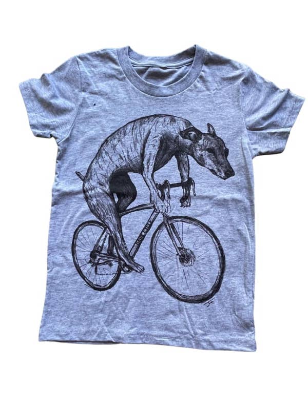 Greyhound on a Bicycle Youth Shirt for wholesale by Dark Cycle Clothing