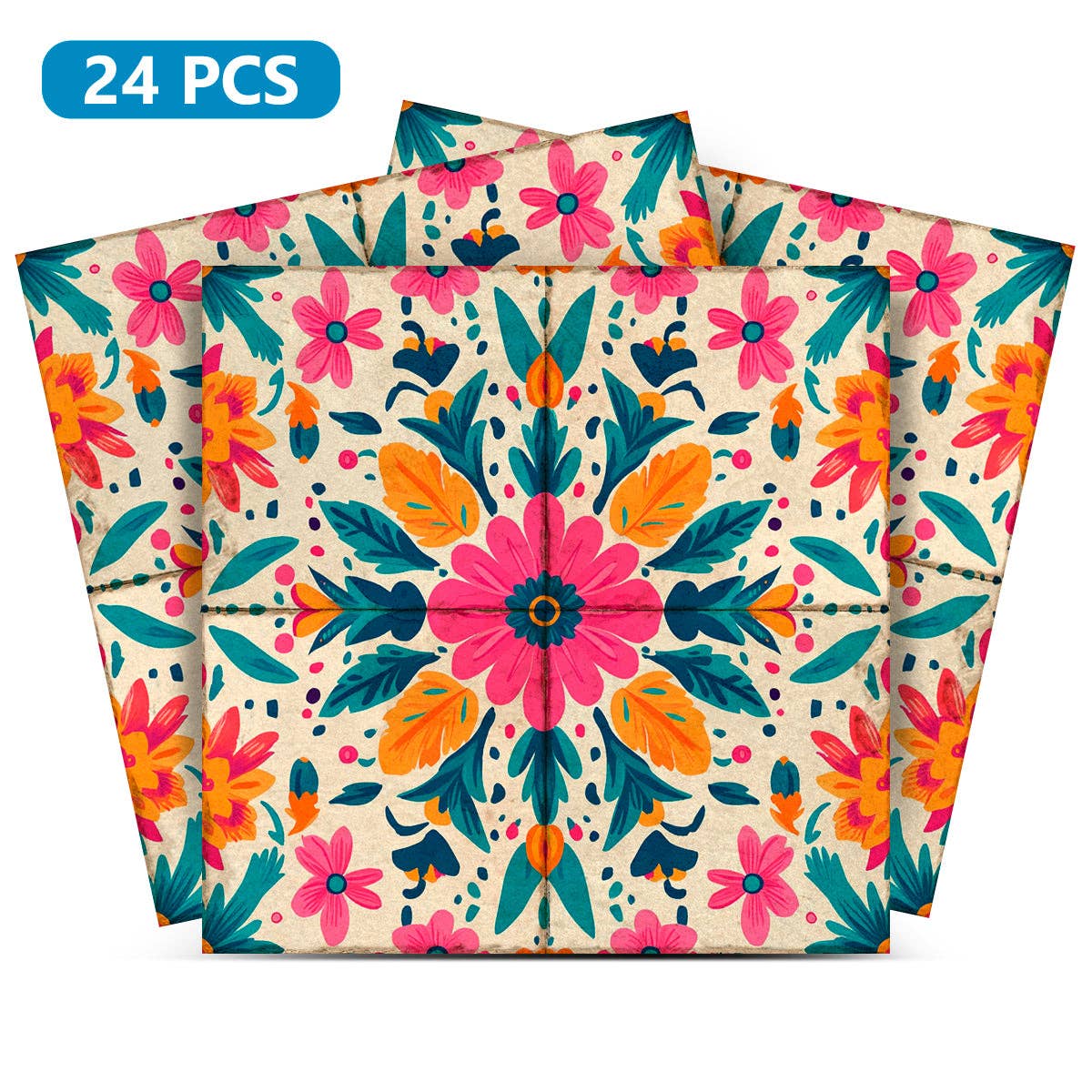 Mi Alma LLC - Wholesale Wall Tile - Floral Vintage Colorful Retro Design Multicolor beautiful backsplash Model - L810