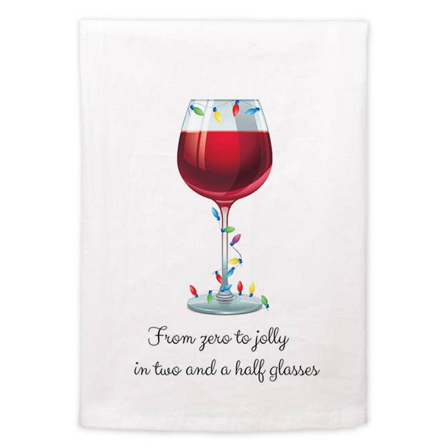 Flour Sack towel - (xmas) From Zero to Jolly in two for wholesale by Mariasch Studios
