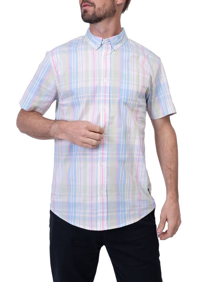 S/S RUTIG SKJORTA FÖR MÄN MED BRÖSTFICKA för wholesale av Silver Jeans