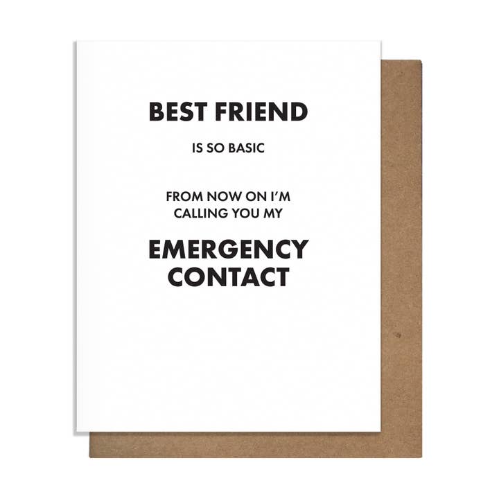 Pretty Alright Goods - Wholesale Friendship Card - Emergency Contact - Friendship Card