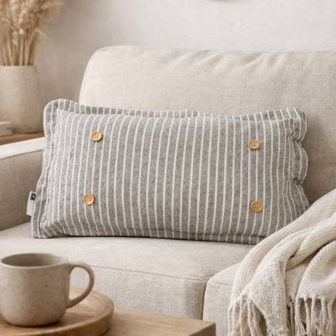 CHARCOAL/CREAM STRIPES: PILLOW ONLY (with insert) for wholesale by PillowPanels