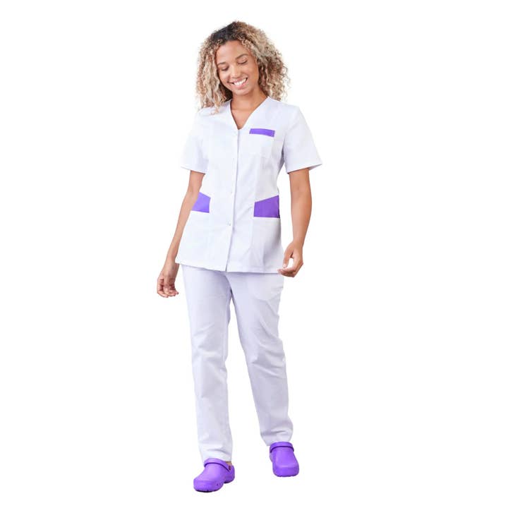 My Podologie - Wholesale Healthcare Uniform - Women's - Gaia - Short Sleeve Blouse - V Neck - Women - 70 cm - Phirejo13