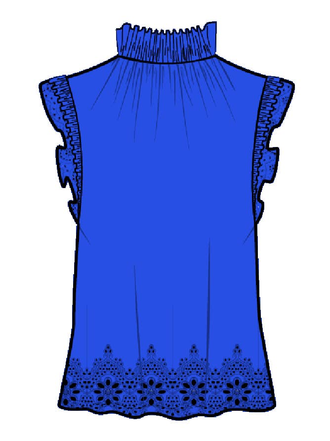 Blouse à col montant en broderie anglaise en coton biologique pour la vente par Pepper Place Design