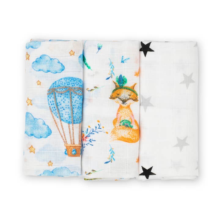 LOT DE 3 MOUSSELINES CLOE-B+RENARD+NUAGES pour la vente par S&P NEWBORN, S.L.(Naf Naf )