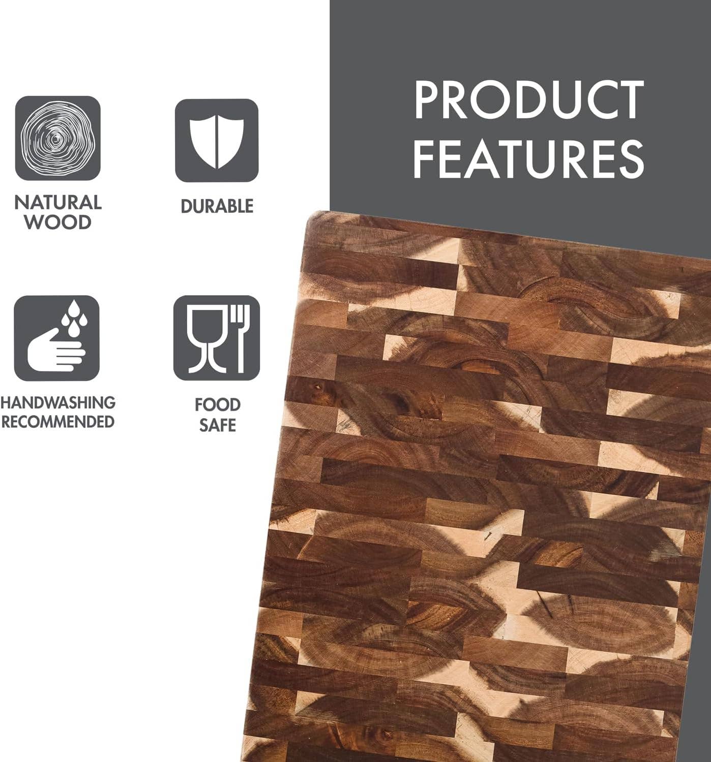 Dexas - Vente Planche à découper - Planche à découper réversible en bois de bout d'acacia3