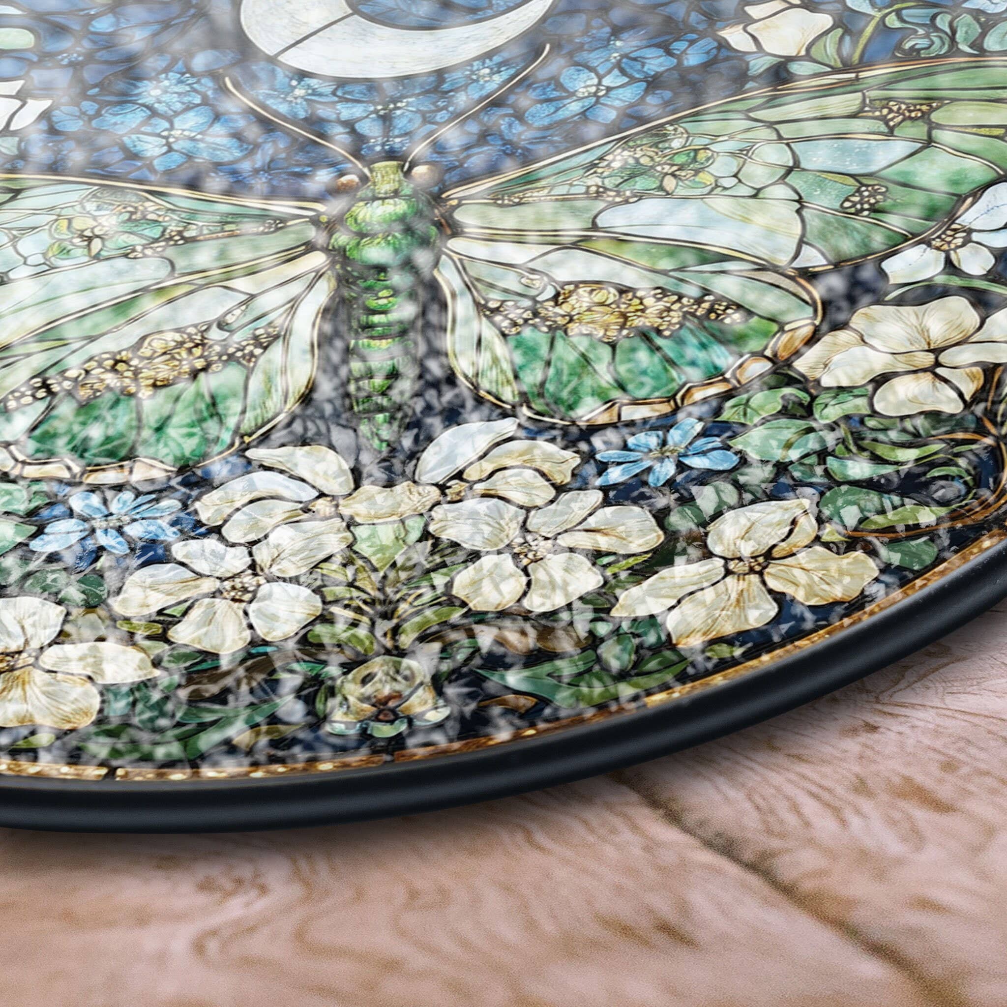 TMLECOM LTD – wholesale Suncatcher – Lunar Moth and Moon Stained Glass Window Hanging Suncatcher2