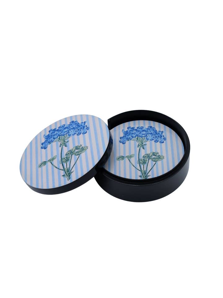 Blue Hydrangea Lacquerware Coasters, Set of 4 for wholesale by Inner Child