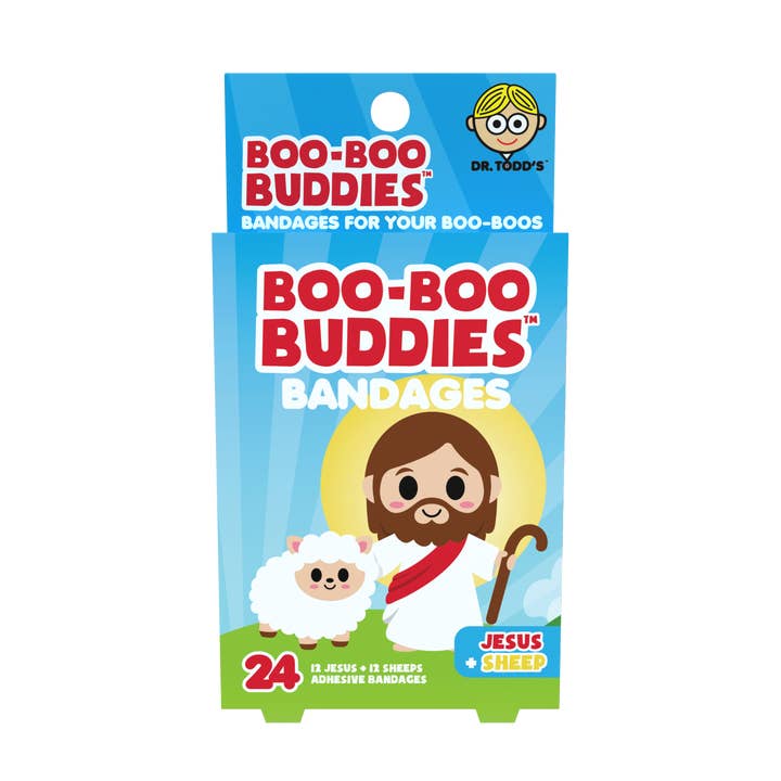 Kids Bandages – Jesus + Sheep (24 Count, Latex-Free) for wholesale by Boo Boo Buddies