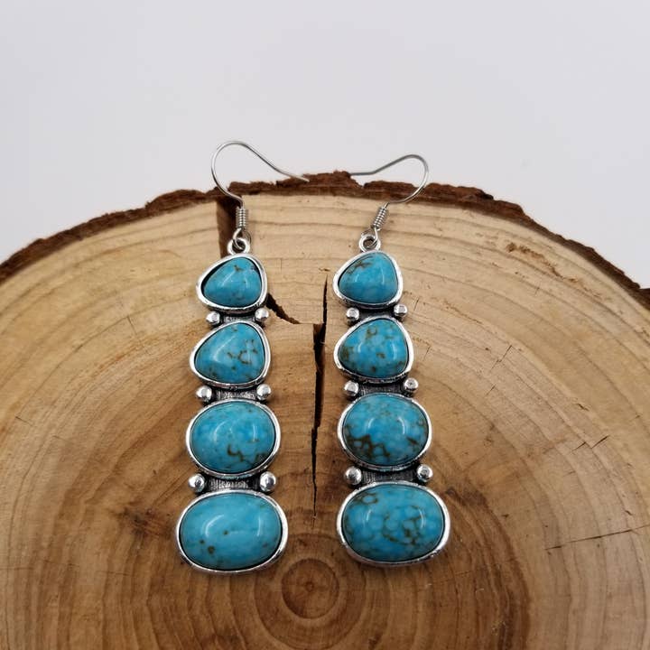 CHAKRA JEWELRY - Wholesale Dangle Earrings - Vintage Turquoise Drop Earrings