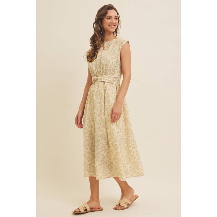 in february - Wholesale Dress - Women's - BOAT NECK PLEATED SLEEVELESS FLORAL MIDI DRESS6