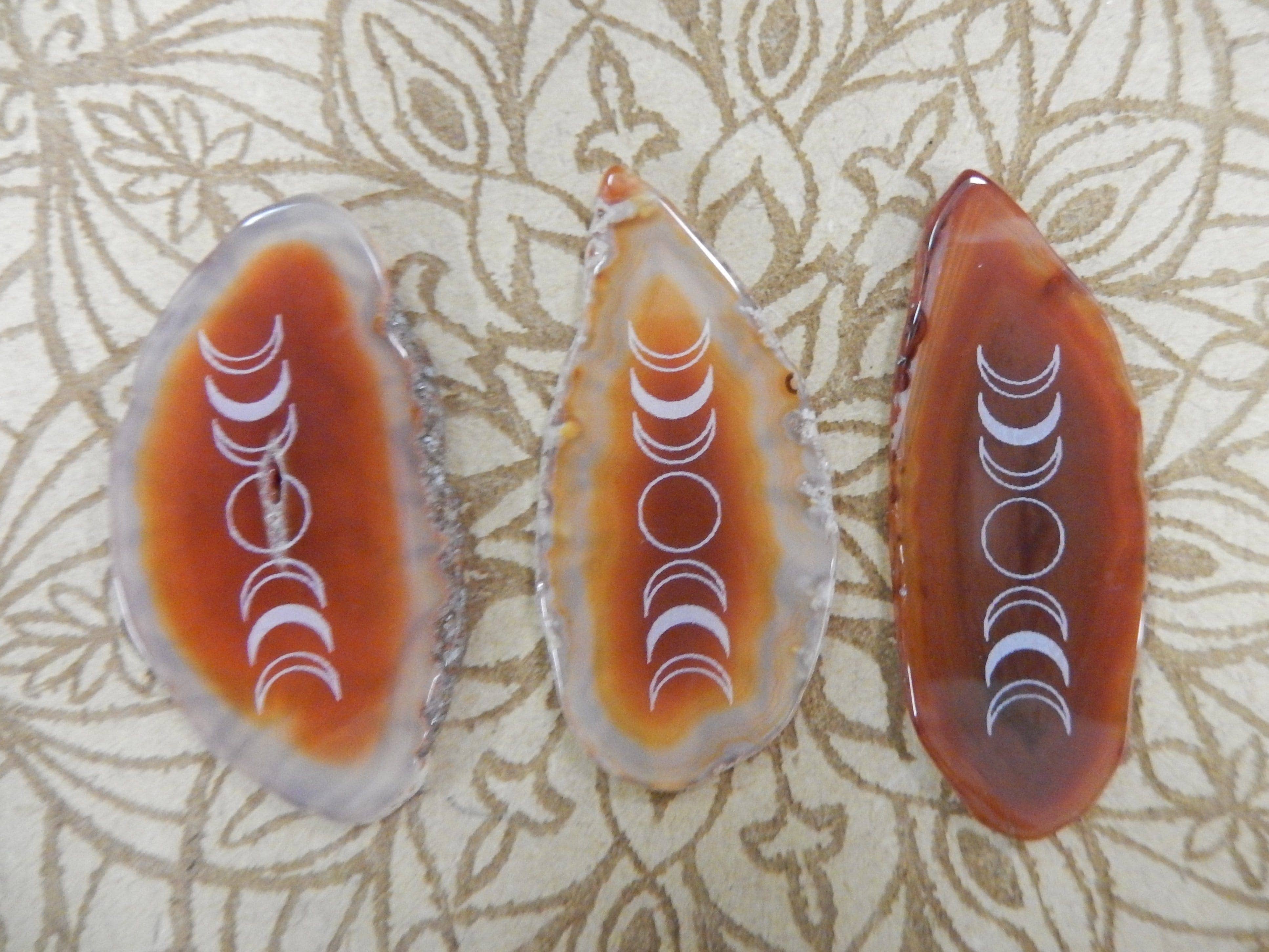 Rock Paradise - Wholesale Spiritual Stone/Crystal - Agate Slice with Moon Phase Design - Choose Drilled or Un-Drilled - Geode Slice - Jewelry Supplies6