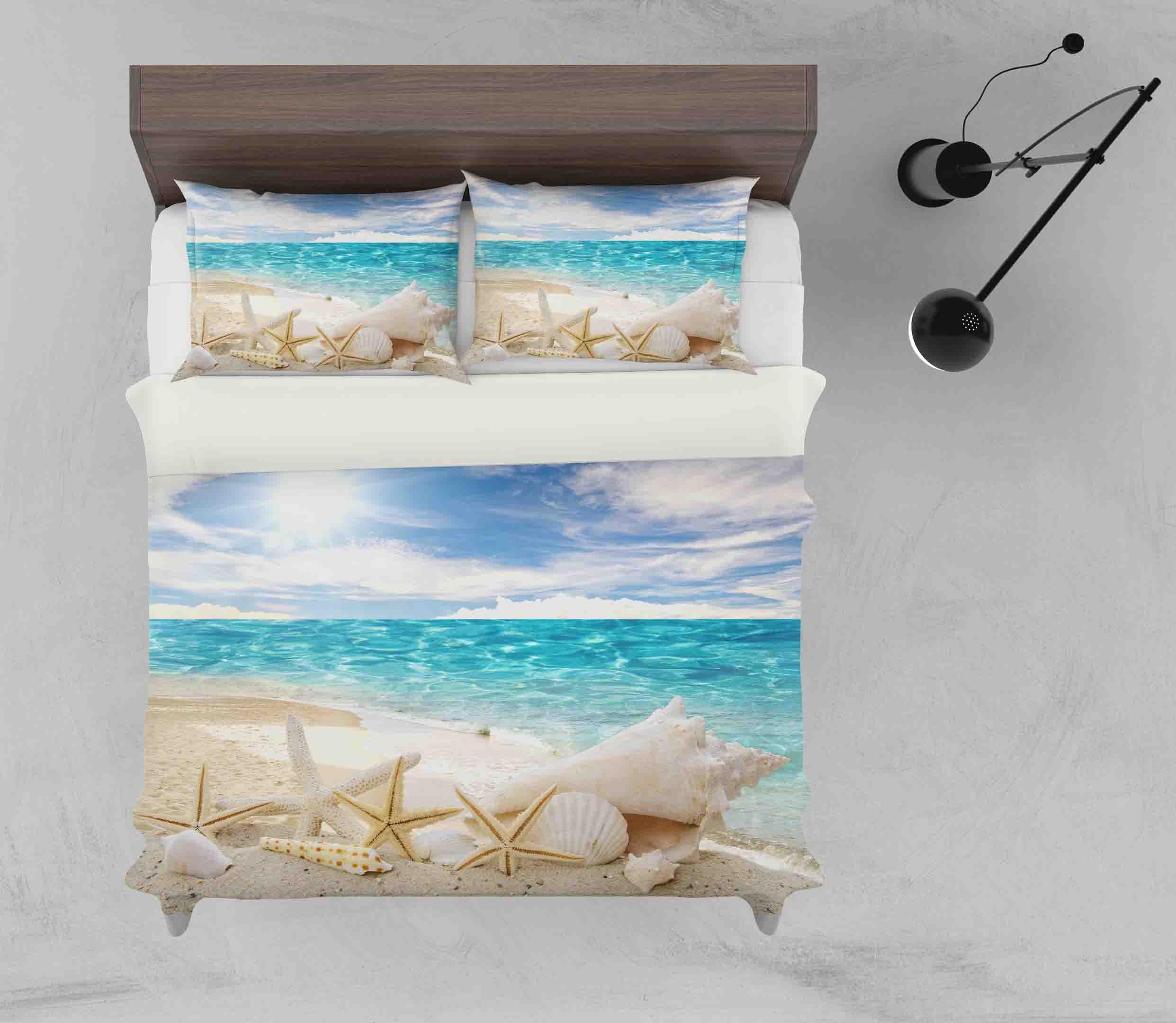 Jess Art Decoration - Wholesale Bedding Set - 3D Tropical Beach Starfish Blue Sea Quilt Cover Set Bedding Set Duvet Cover Pillowcases JN 1180