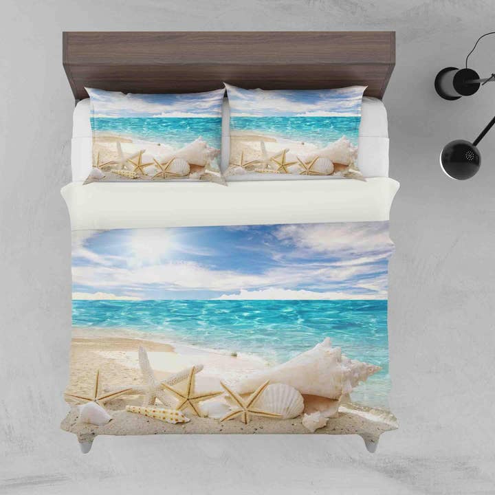 Jess Art Decoration - Wholesale Bedding Set - 3D Tropical Beach Starfish Blue Sea Quilt Cover Set Bedding Set Duvet Cover Pillowcases JN 11800