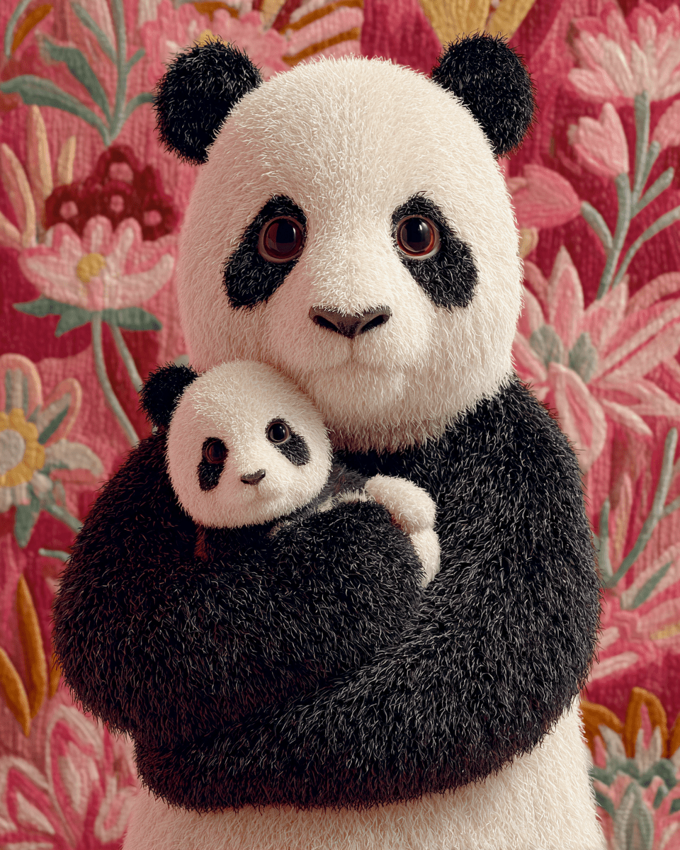 Mowbi - Wholesale Art Print - Vintage Panda Bear - Zoo Animals - Biophilic Wildlife Art Print - 8"x10" Artwork for 11"x14" Frame10