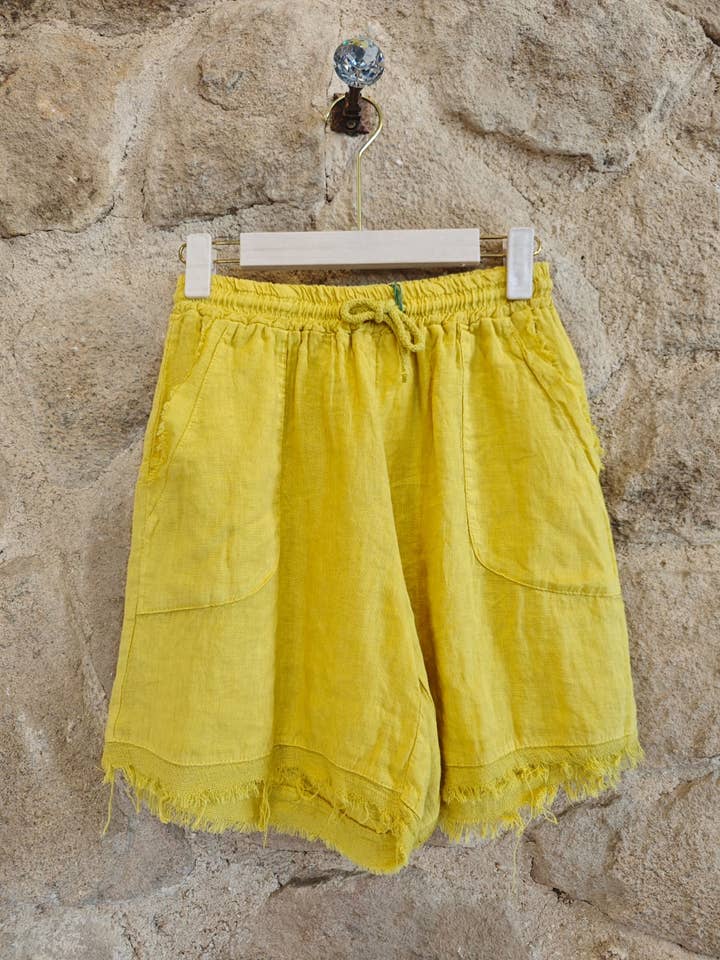 Linen & More - Vendita all'ingrosso Pantaloncini - Donna - REF 6261 PANTALONCINI IN LINO CON FRANGE E DUE TASCHE 100% LINO10