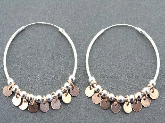 Makers & Providers - Wholesale Hoop Earrings - Tambourine Hoop - Rose Gold On Silver