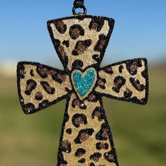 Leopard Cross with Heart for wholesale by Scent Story Freshies