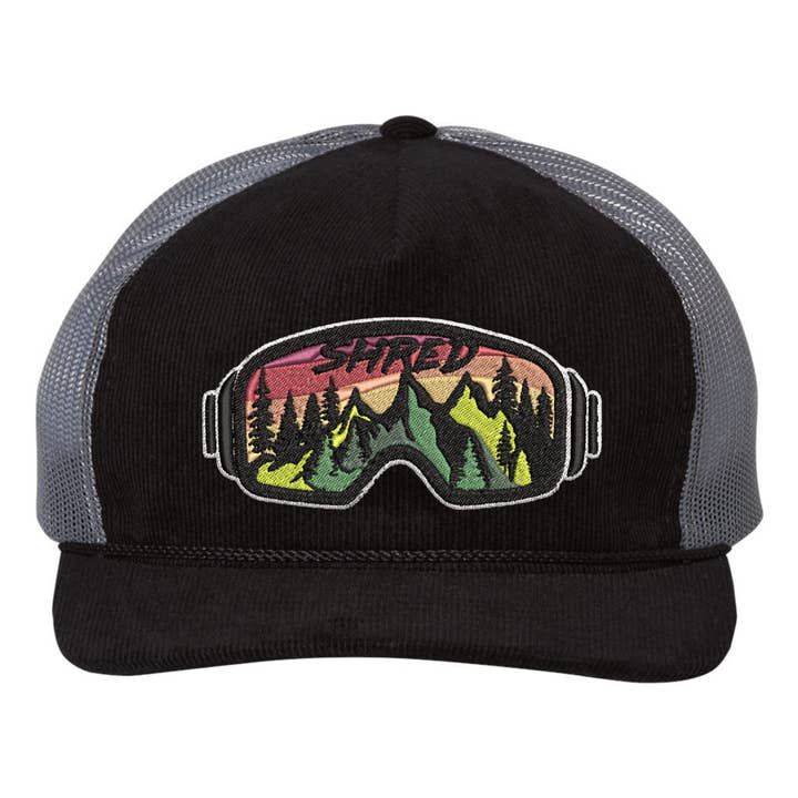 Corduroy Trucker Hat SHRED Ski Patch Snapback Corduroy for wholesale by Spruce Seed