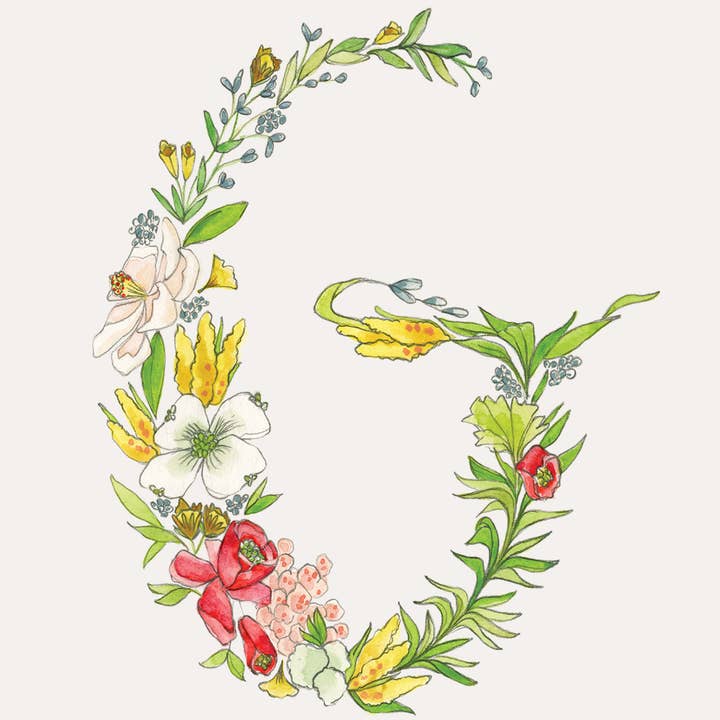 Hattie Darling - Wholesale Stationery/Notecard Set - Floral Monogram Stationery Set - 8 Folded Cards6