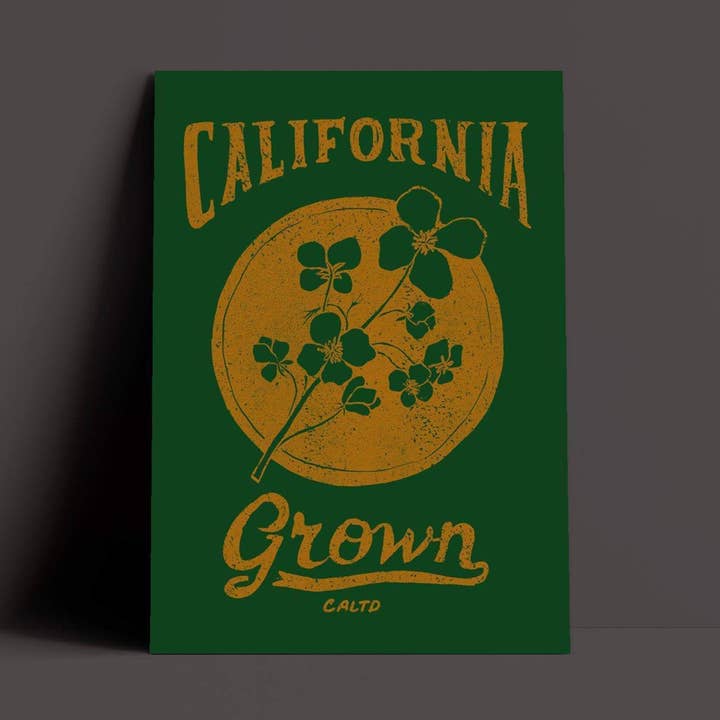 California Grown Circle Green Poster for wholesale by State Bliss