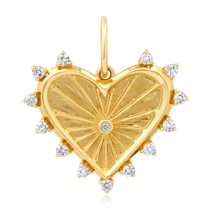 INNER LIGHT FLUTED DIAMOND HEART, 14kt GOLD for wholesale by JEN HANSEN