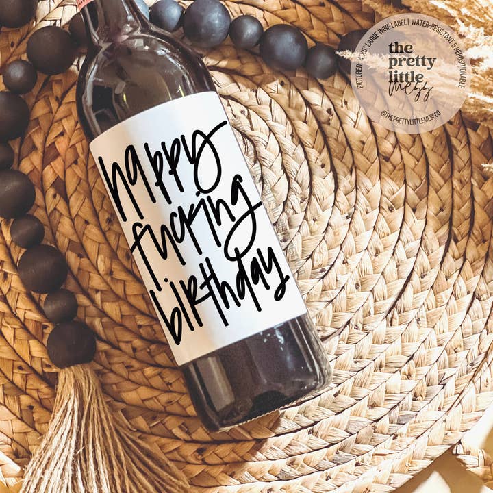 the pretty little mess - Wholesale Gift Tag Label - Happy Fucking Birthday Wine Label