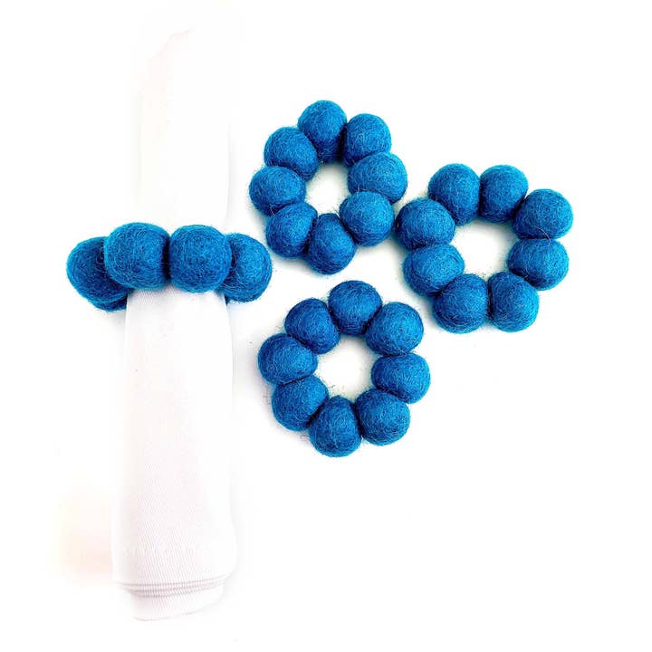 Portatovaglioli a filo in feltro verde acqua, set di 4 per la vendita all'ingrosso da parte di Global Crafts