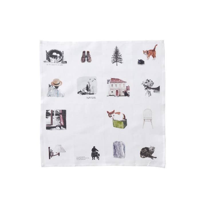 Fog Linen Work - Wholesale Handkerchief - Women's - M.Ogihara Handkerchief Living With Cats1