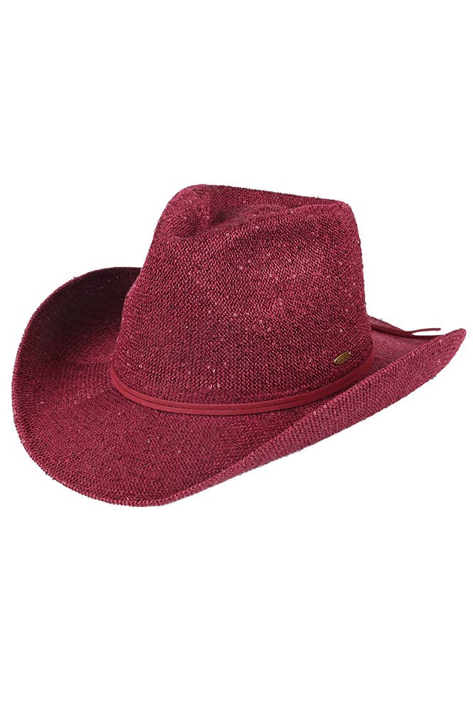 Hana - Vente Chapeau de cowboy – femme - Chapeau de cowboy à paillettes C.C13