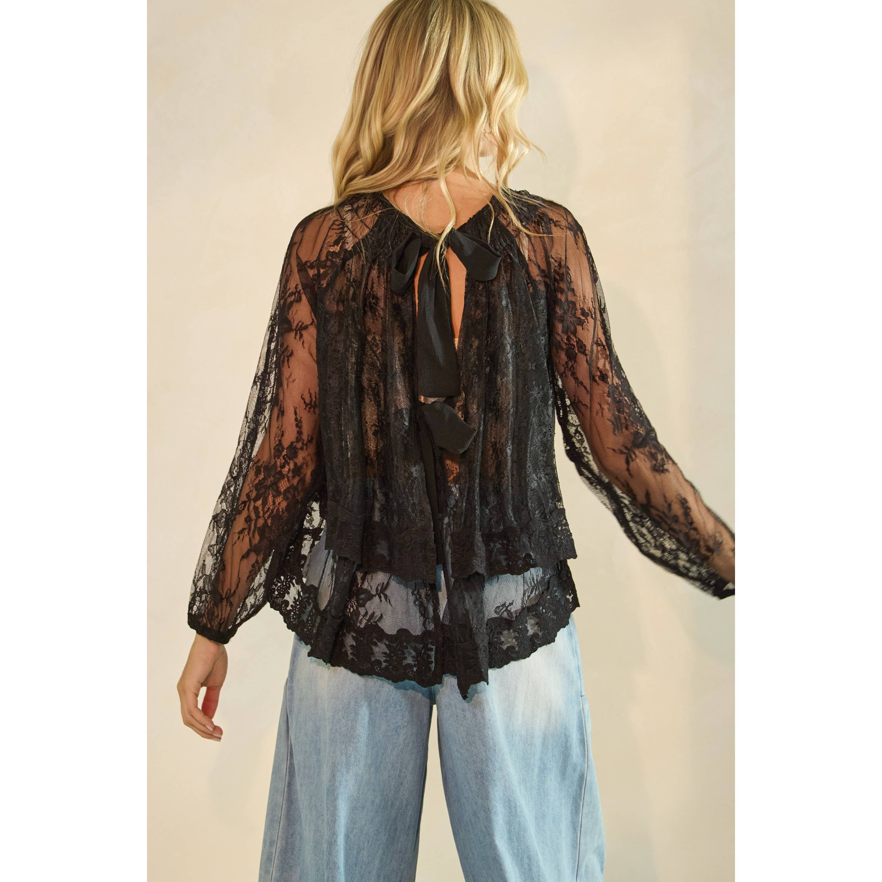 Veveret – Großhandel Tunika – Damen – Rüschen-Spitzen-Top mit langen Ärmeln30