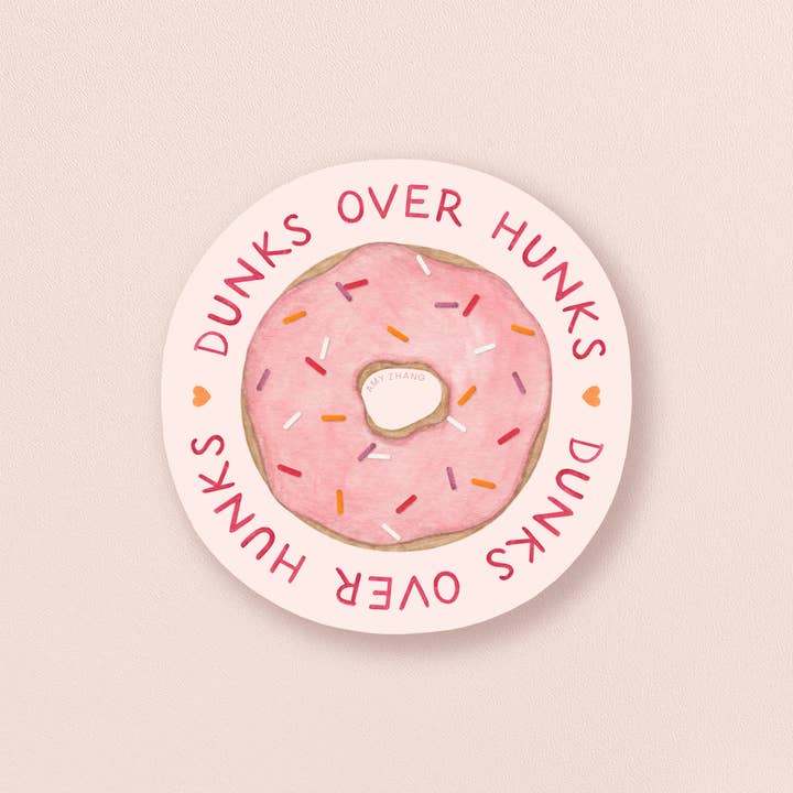 Amy Zhang - Wholesale Sticker - Dunks Over Hunks — Sassy Donut Pun Vinyl Sticker