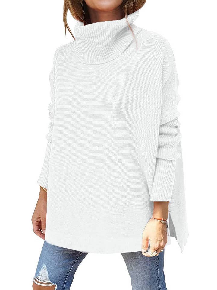 Sweetkama - Wholesale Tunic - Women's - Sweetkama Ladies Solid Long Sleeves Mock Neck Loose Top