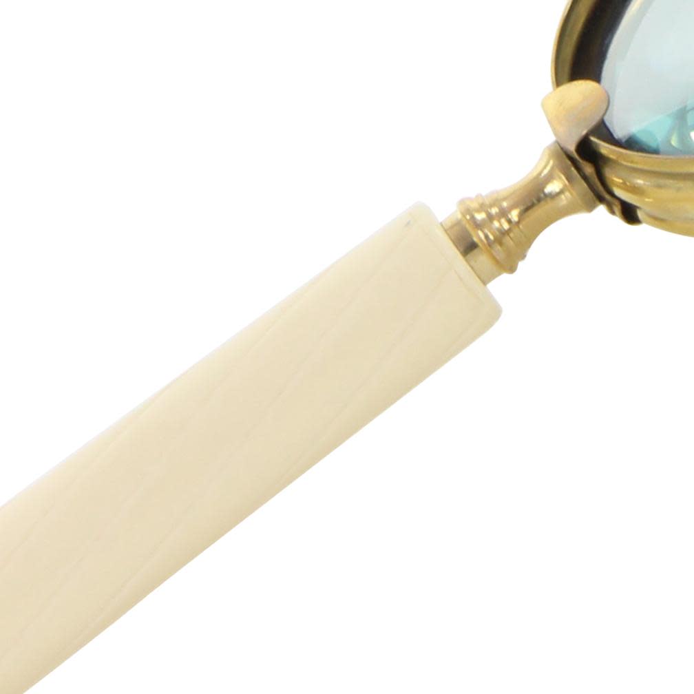 Import Corner - Wholesale Magnifying Glass - A-28329: METAL HORN MAGNIFIER 3 ASSORTED 4"W, 4"H6