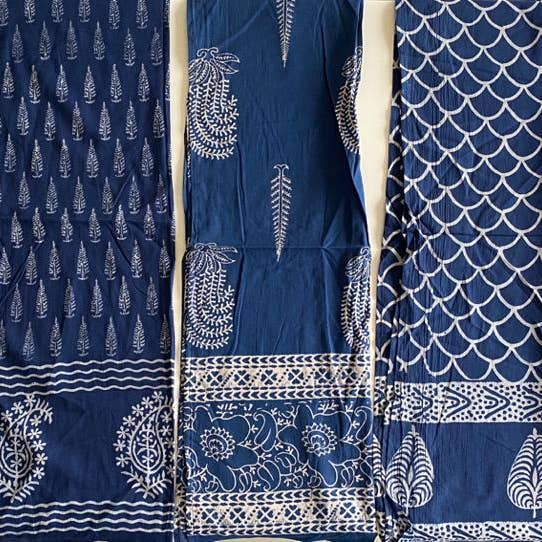 The Indian Bazaar - Wholesale Scarf - Women's - Stole / Scarf - Indigo Hand Block Printed - Any Design