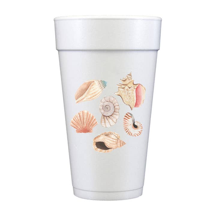Seashells Full Color Foam Cups - Summer for wholesale by Sip Hip Hooray