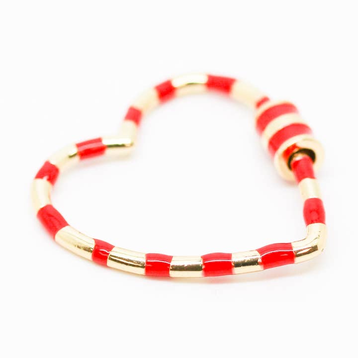 Mosquetón Rojo Esmalte Corazón Cierre de Tornillo VENTA AL POR MAYOR CLG108 para venta al por mayor de Jewel Pledge