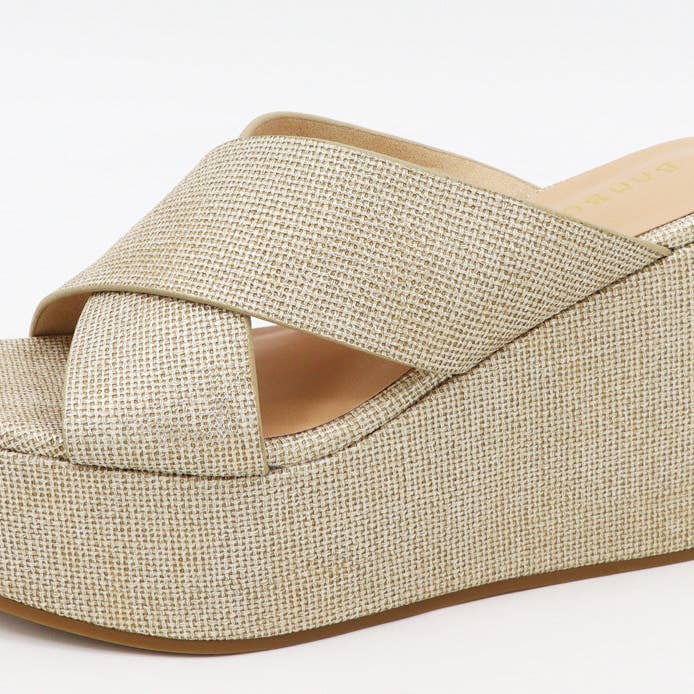 Mars Sky Shoes Wholesale - Vente Chaussures compensées – femme - Sandales en bambou à plateforme compensée et bretelles entrecroisées pour femmes