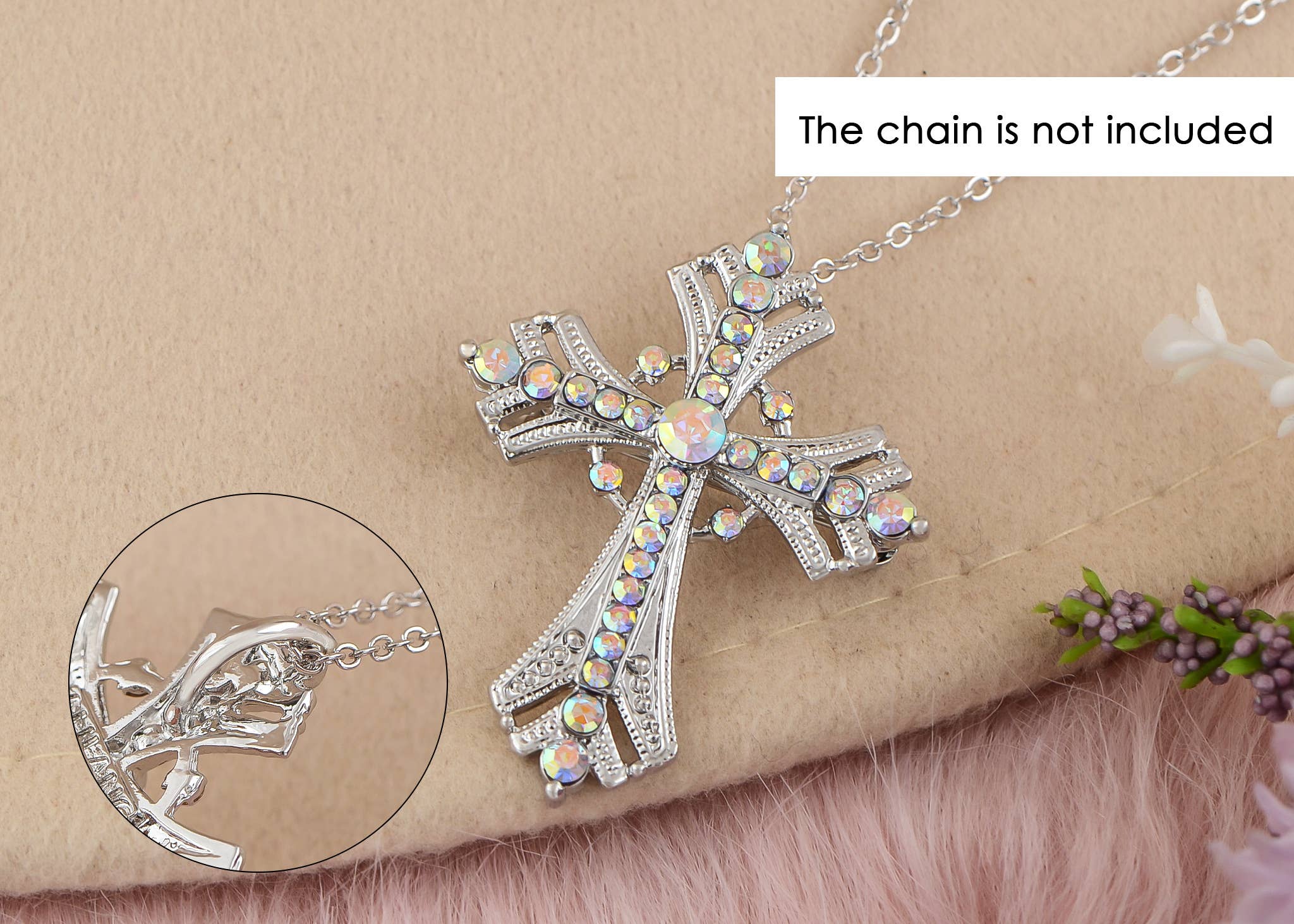 AK Brand - Vendita all'ingrosso Spille - Spilla a forma di croce religiosa argentata con strass25