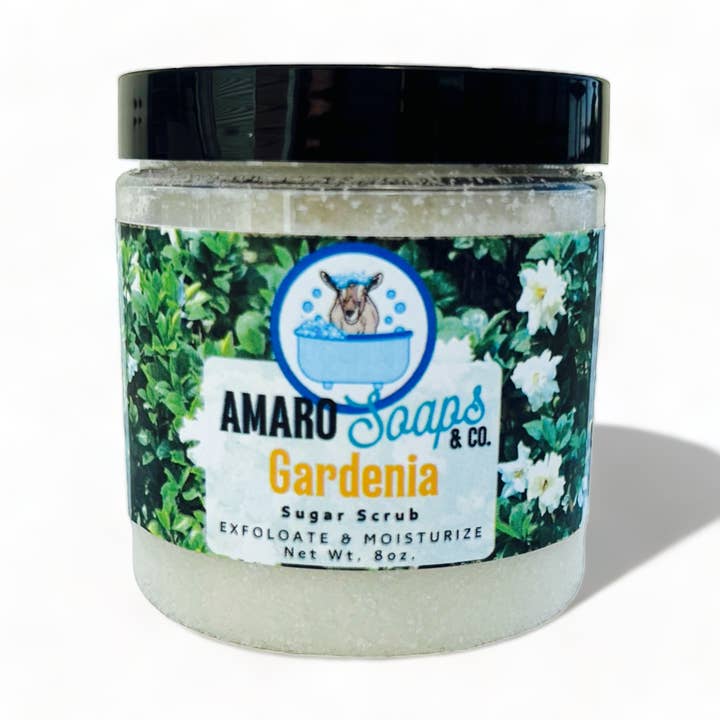 Gardenia Sugar Scrub for wholesale by Amaro Soaps & Co.