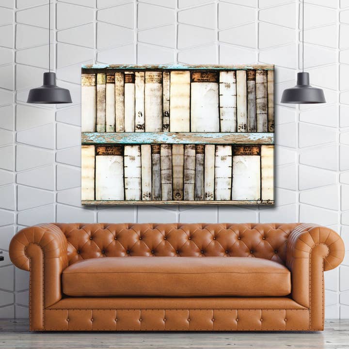 Vintage Bookshelf' by Olivia Rose Canvas Art for wholesale by Ready2hangart, Inc.