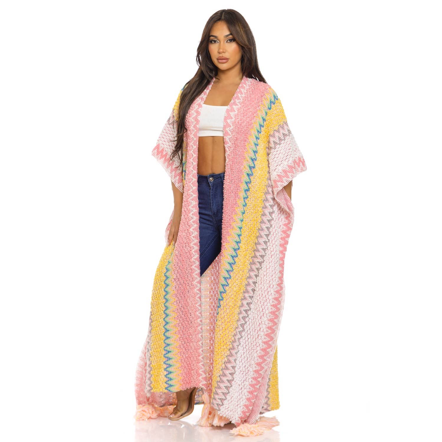 HiteJeans - Vente Cardigan – femme - Cardigan poncho long multicolore1