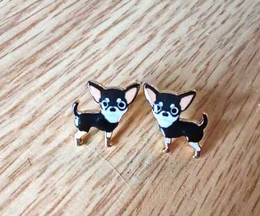 Wild & Free - Wholesale Dangle Earrings - Pendientes de perro Chihuahua negro1