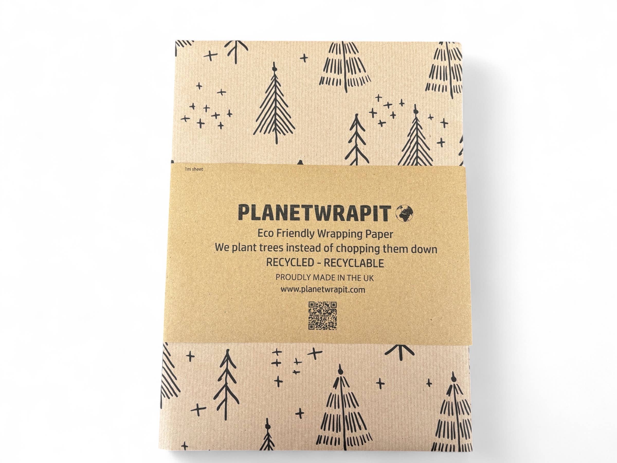 PlanetWrapIt - Wholesale Wrapping Paper Roll - Black Christmas Trees Recycled Kraft Gift Wrapping Paper 7