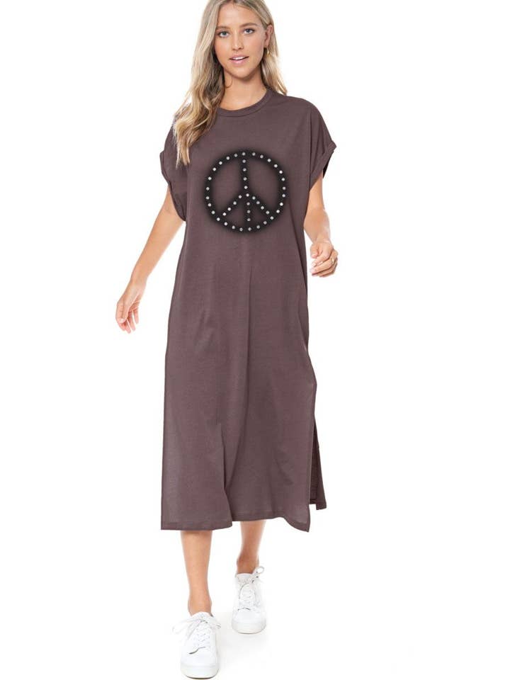 Zutter - Wholesale Dress - Women's - PUFF' Brush Peace Graphic Maxi Dress Top