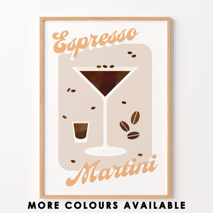 Espresso Martini Cocktail Print for engroshandel hos Peach and Home