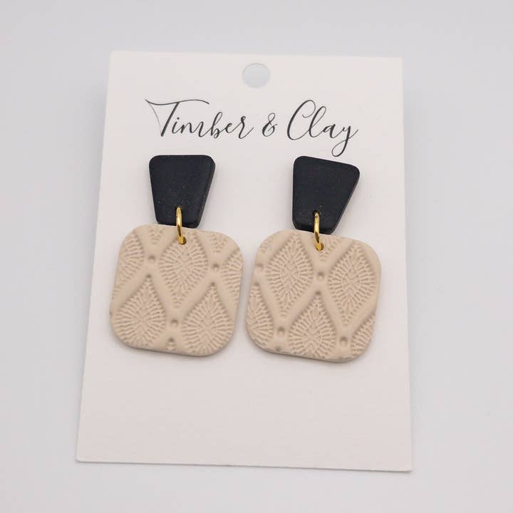 Black & Tan Square Dangles for wholesale by Timber & Clay