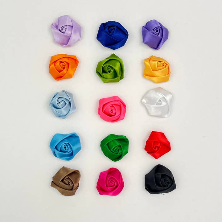 Jazy and Eve - Wholesale Hair Bow - Baby - Satin flower, rolled rosettes, fabric rose aplique 0