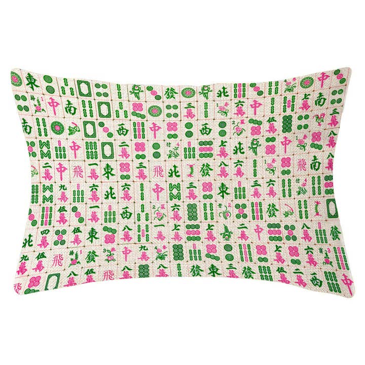 Cuscino in Lino per Mahjong Rosa e Verde per la vendita all'ingrosso da parte di Marye-Kelley